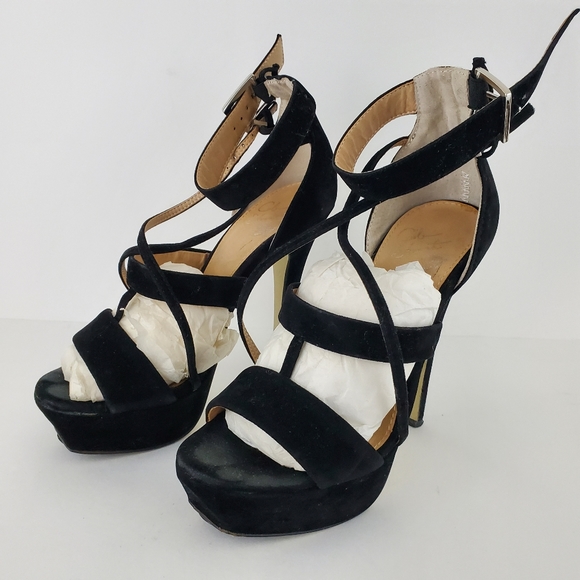 IOB Colin Stuart Strappy Velvet Platform Pumps 6.5 - Picture 2 of 11